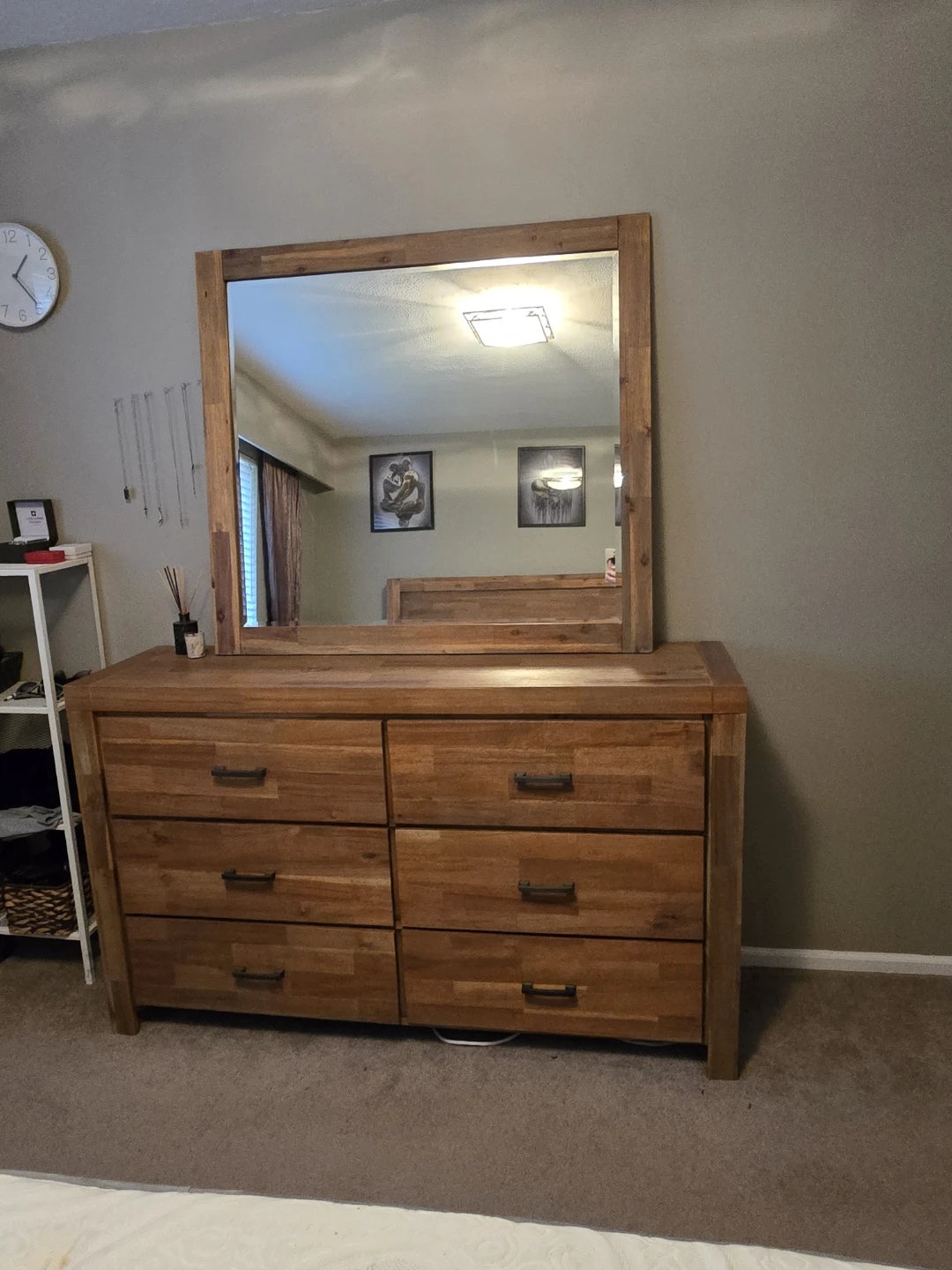 Wood Bedroom Set - King Bed, Dresser, Mirror - photo 3