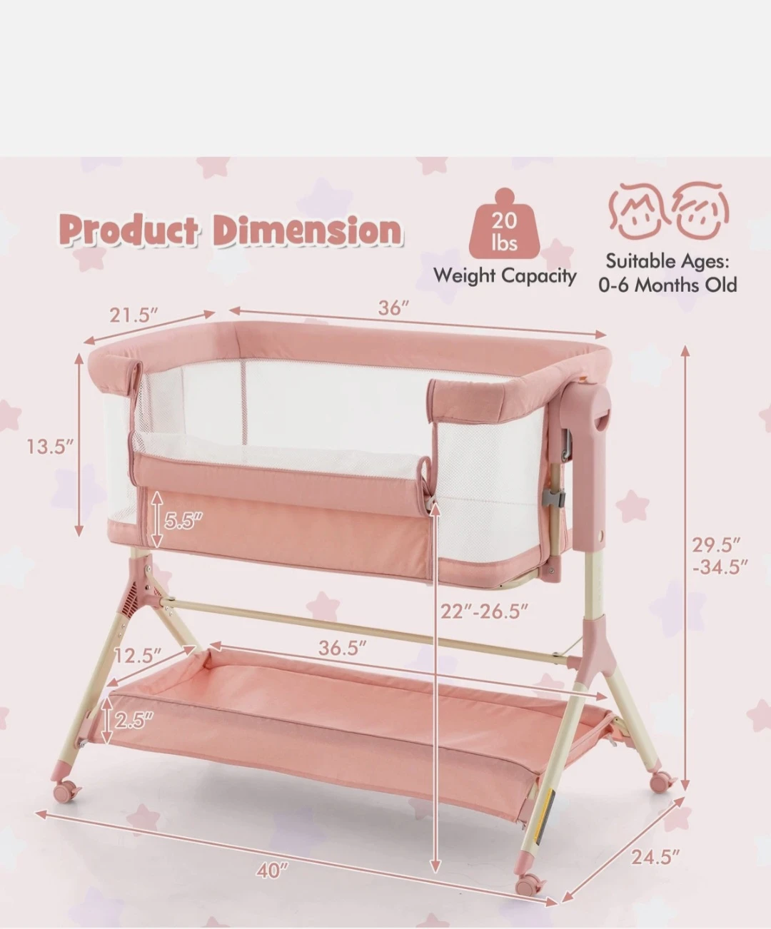 Pink Baby Bassinet - 0-6 Months - photo 2