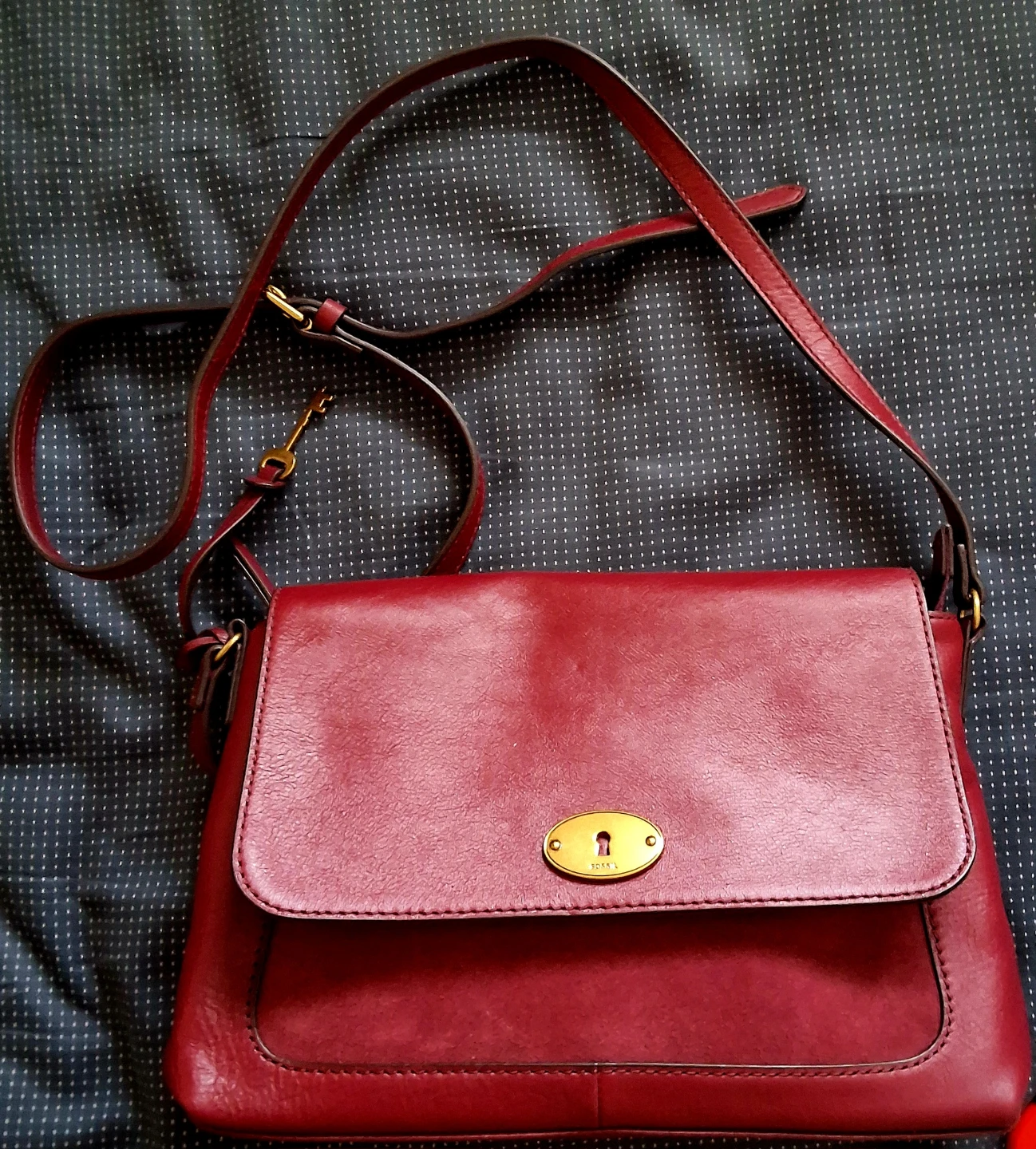Fossil Red Leather Crossbody Bag