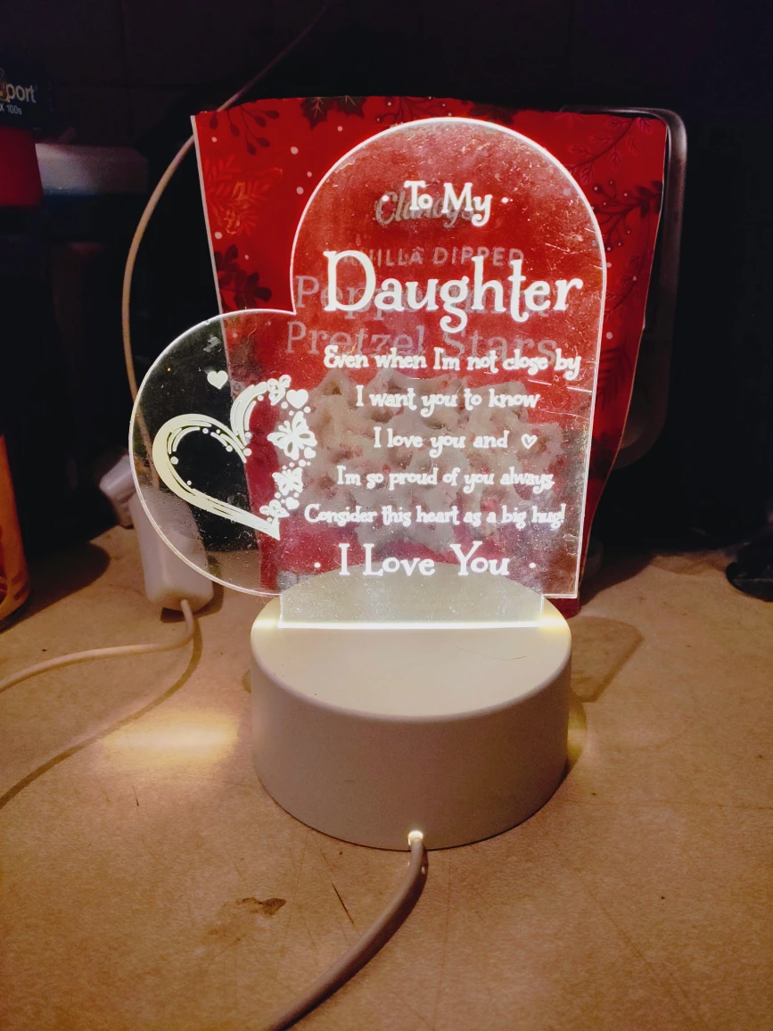 #Cleanout Heart Shaped Daughter LED Night Light