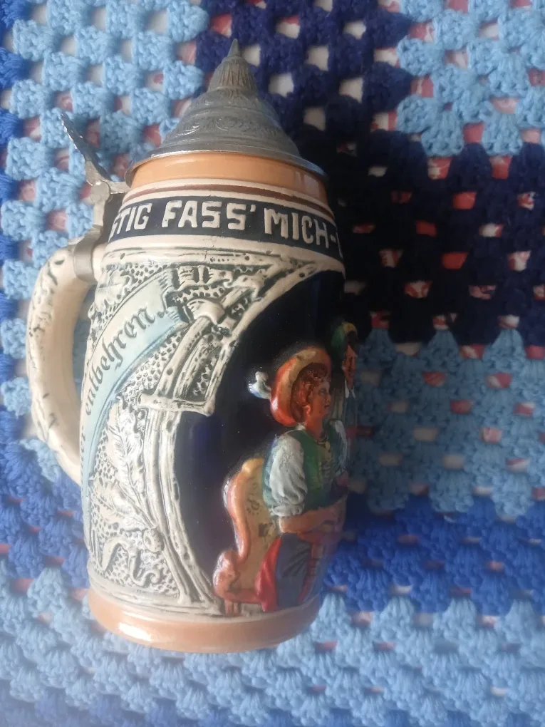 Vintage German Beer Stein with Lid image indicator(4)