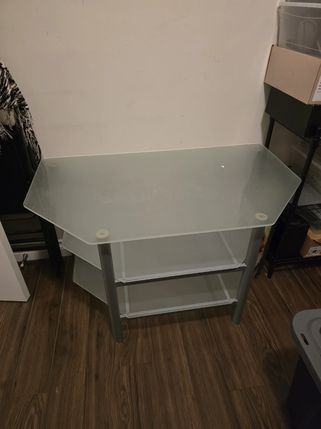 Glass & Metal Corner Shelf Unit or TV stand - photo 2