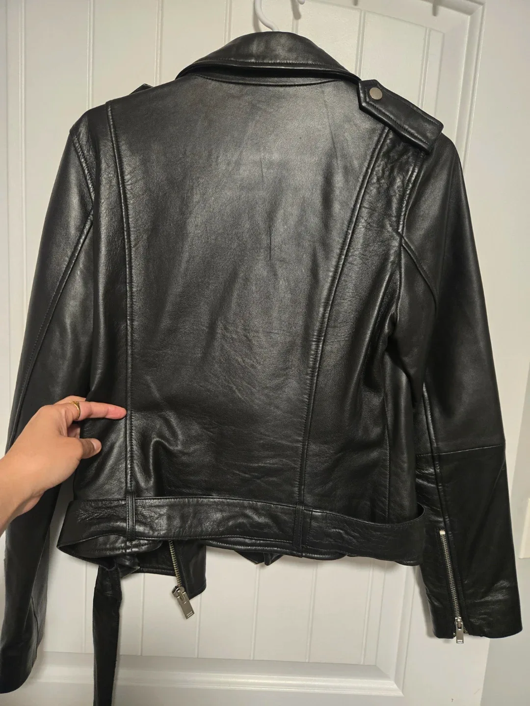 Barneys New York Black Leather Jacket Size 12 image indicator(4)