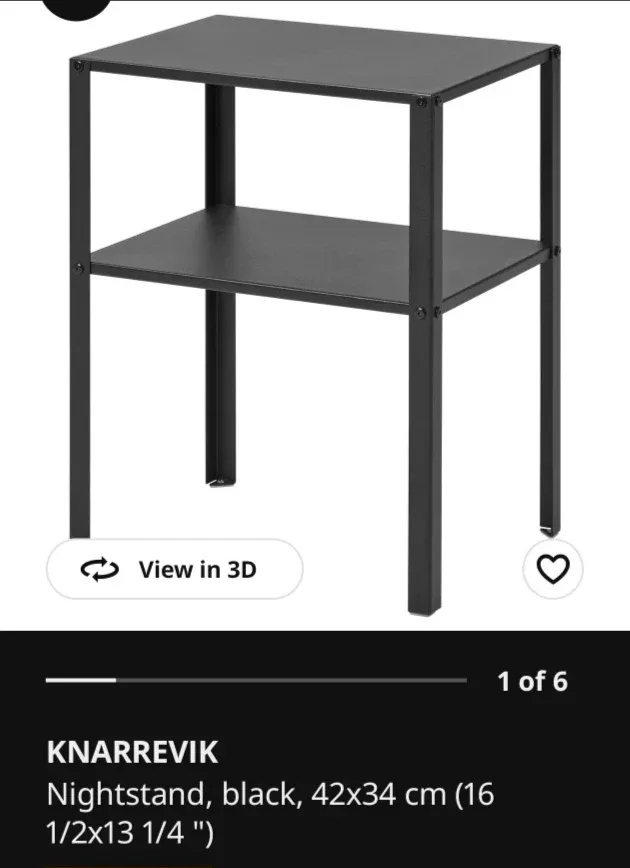 IKEA KNARREVIK Black Nightstand - Like New