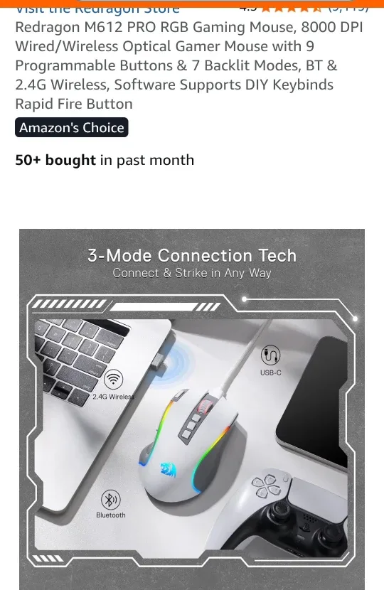 Redragon M612 PRO RGB Gaming Mouse - Like New! image indicator(3)