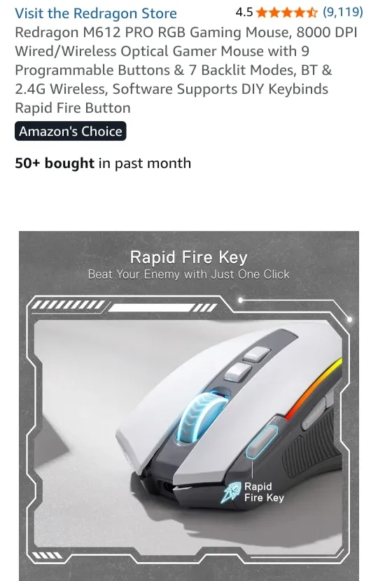 Redragon M612 PRO RGB Gaming Mouse - Like New! image indicator(5)