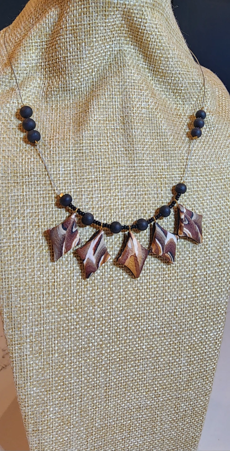 Handmade Brown & Black Beaded Necklace - photo 2