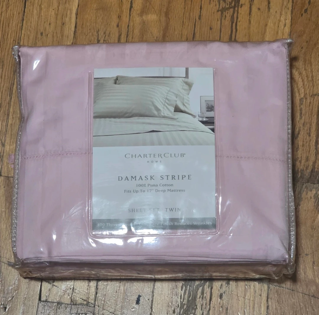 Charter Club Damask Stripe Twin Sheet Set - New