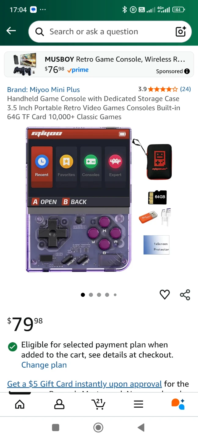Miyoo Mini Plus Purple Retro Game Console - Like New! - photo 3