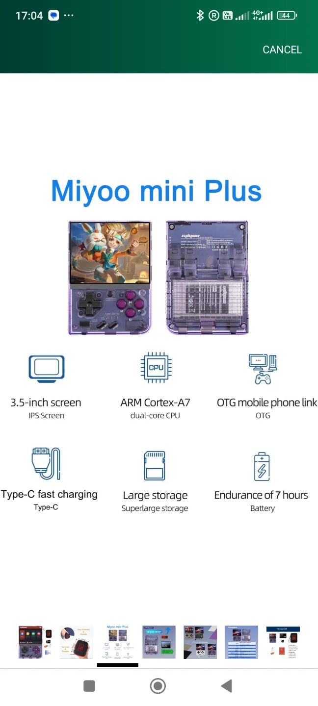 Miyoo Mini Plus Purple Retro Game Console - Like New! - photo 5