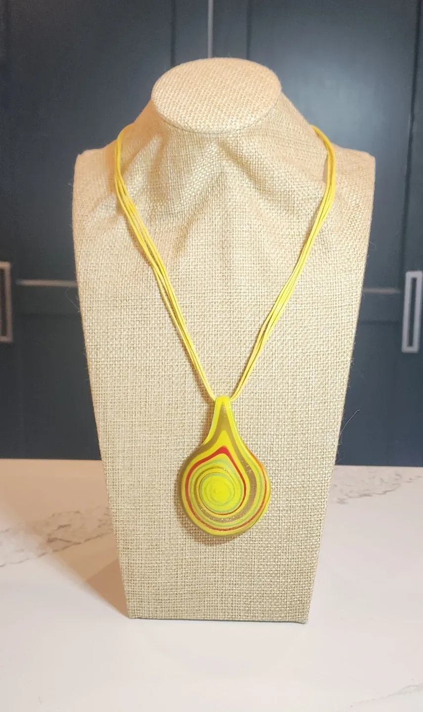 Yellow Glass Pendant Necklace