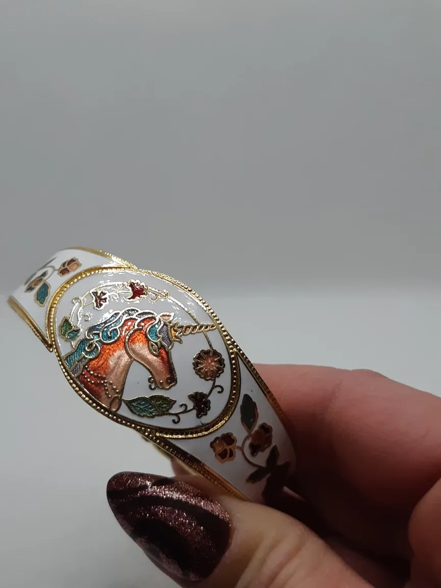 Vintage Unicorn Cloisonné Rare Multicolor Enamel Bracelet image indicator(3)