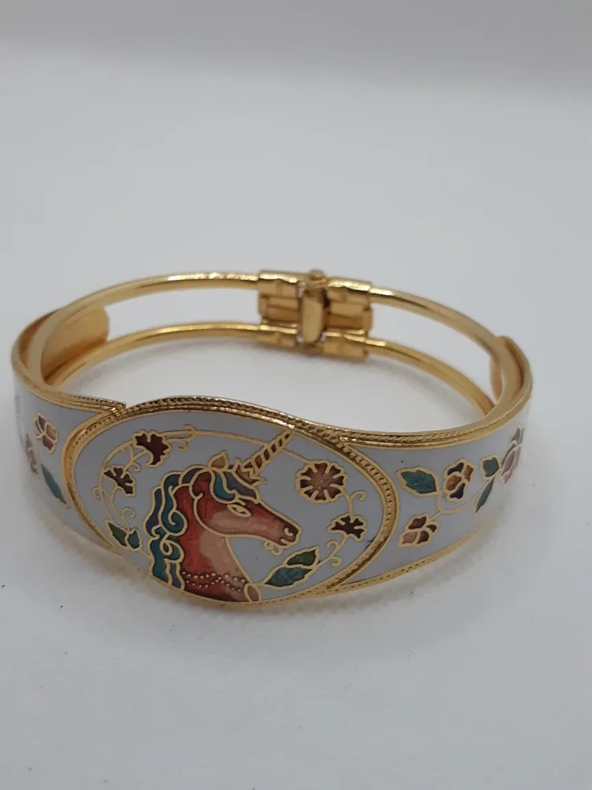 Vintage Unicorn Cloisonné Rare Multicolor Enamel Bracelet image indicator(4)