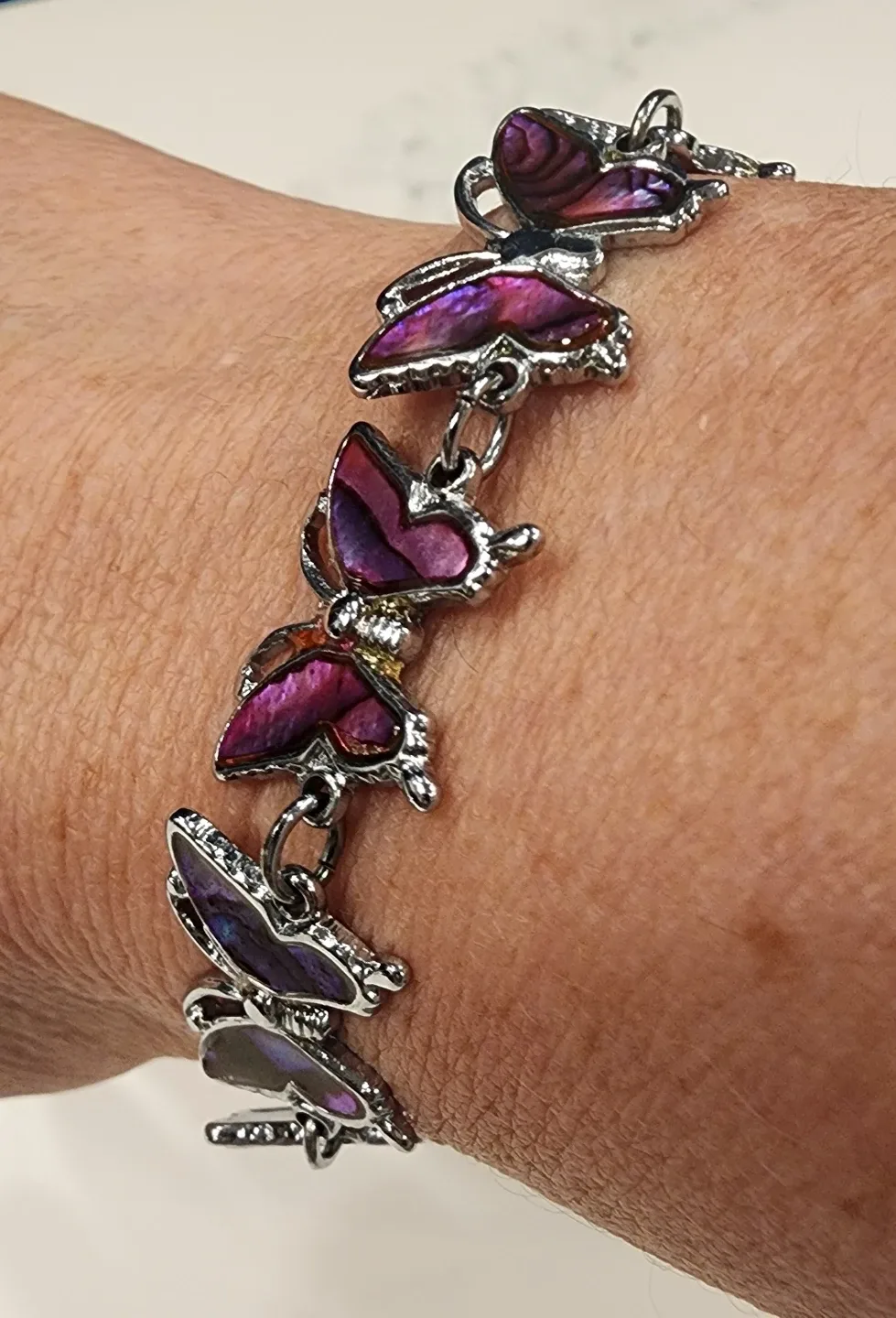 Beautiful Silver & Purple Butterfly Bracelet image indicator(3)