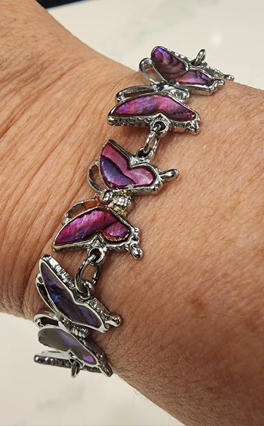 Beautiful Silver & Purple Butterfly Bracelet image indicator(4)