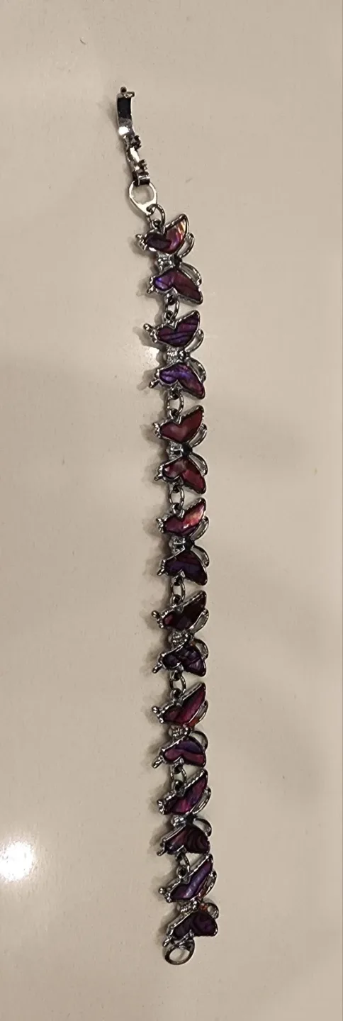 Beautiful Silver & Purple Butterfly Bracelet image indicator(5)