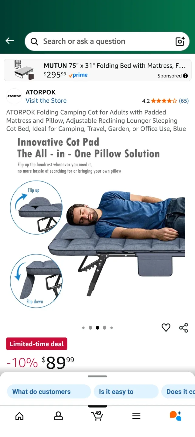 Atorpok Folding Camping Cot Bed image indicator(4)