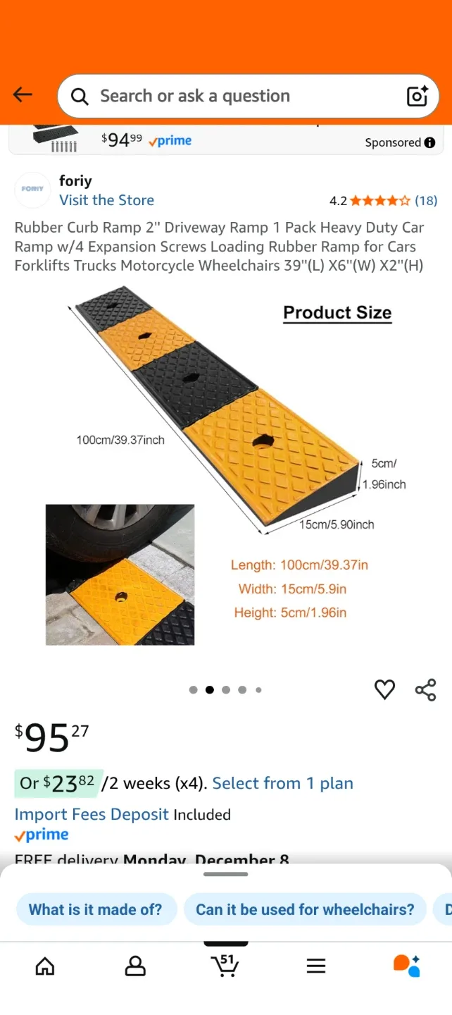 Foriy Rubber Curb Ramp - Driveway Ramp