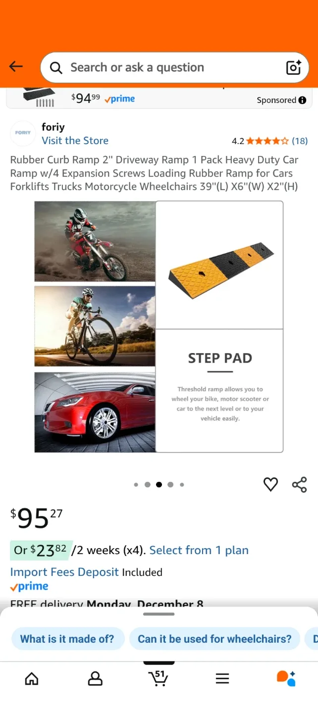 Foriy Rubber Curb Ramp - Driveway Ramp image indicator(3)