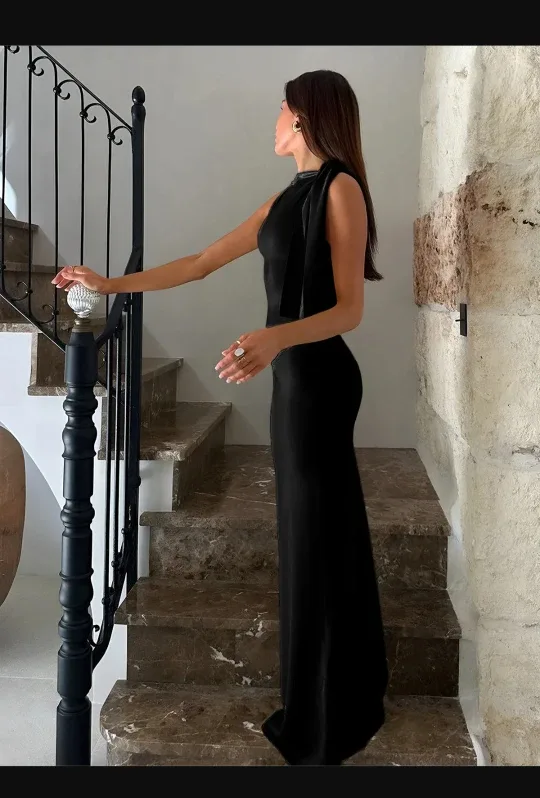 Commense Beloved Knotted Sleeveless Long Dress image indicator(3)