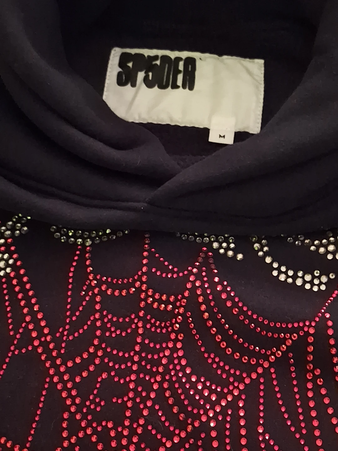 Black Spider Hoodie Rinestone Og V2 Size Medium - photo 4