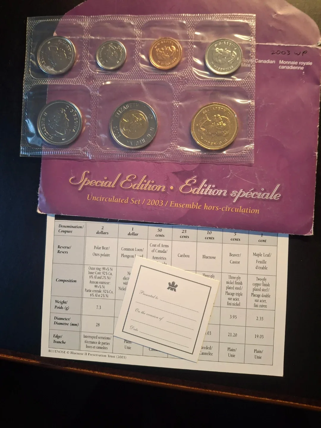 2003wp Royal Canadian Mint Special Edition Uncirculated Set