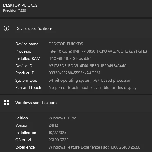 Dell Precision 7550 Laptop - i7, 32GB RAM - photo 5