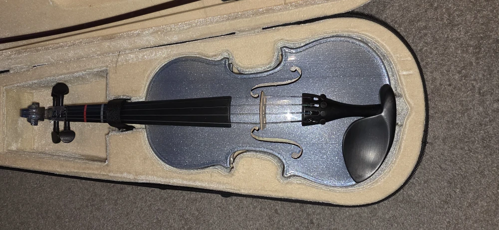 Blue sparkly violin with Case and Bow