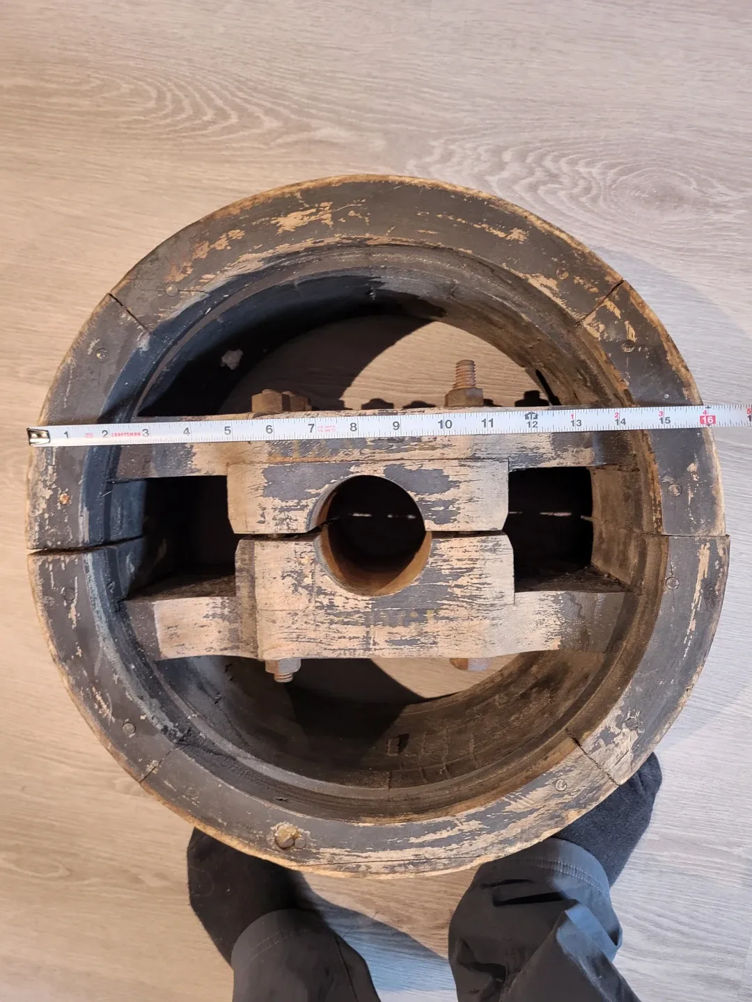 Vintage/ Antique Wooden Pulley Wheel for Coffee Table Base image indicator(4)