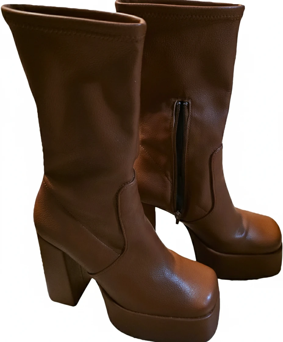 Brown Platform Heel Boots - photo 2