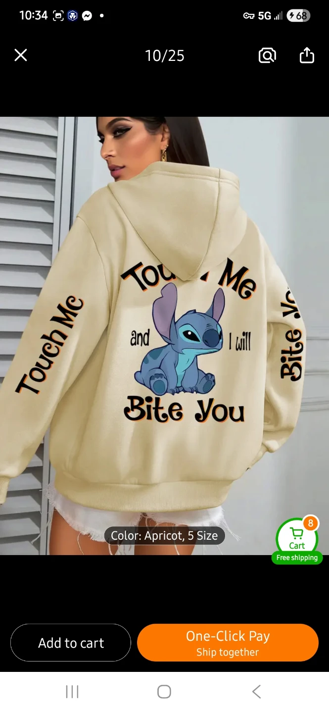 NEW Stitch "Touch Me and I will Bite You" Hoodie - photo 3