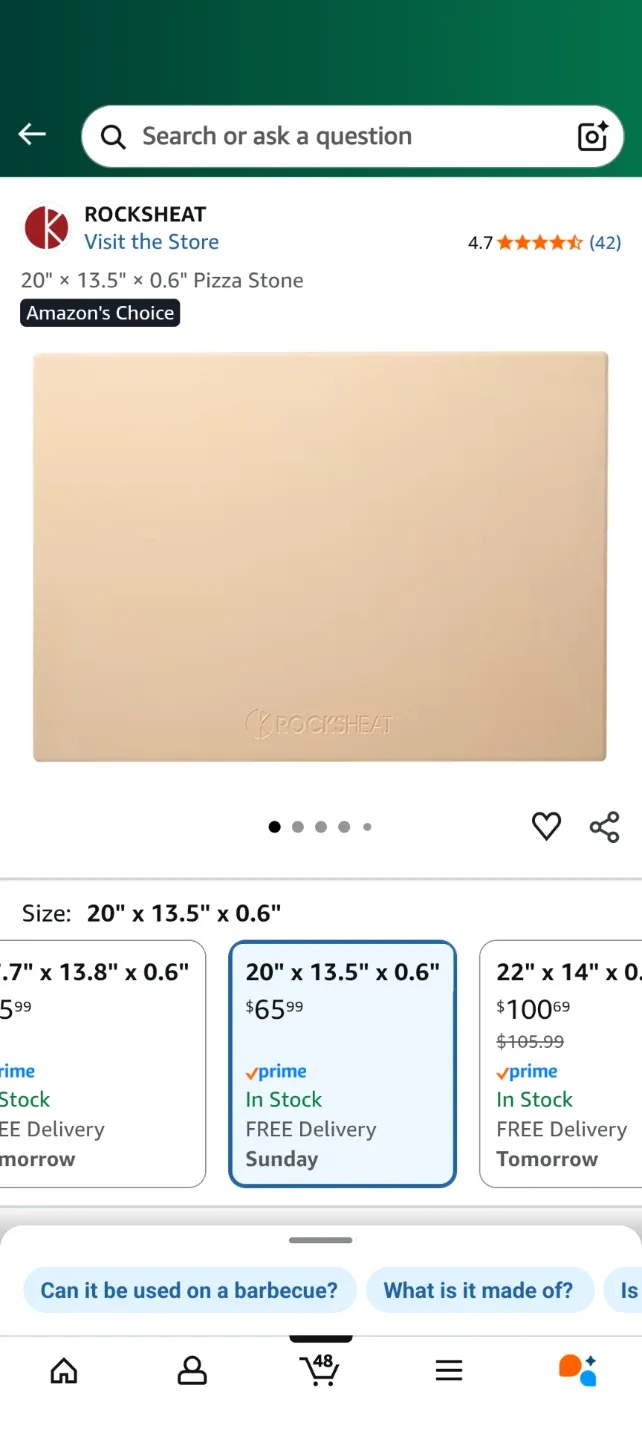 ROCKSHEAT 20" x 13.5" x 0.6" Pizza Stone - New in Box!