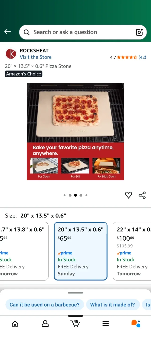 ROCKSHEAT 20" x 13.5" x 0.6" Pizza Stone - New in Box! image indicator(3)