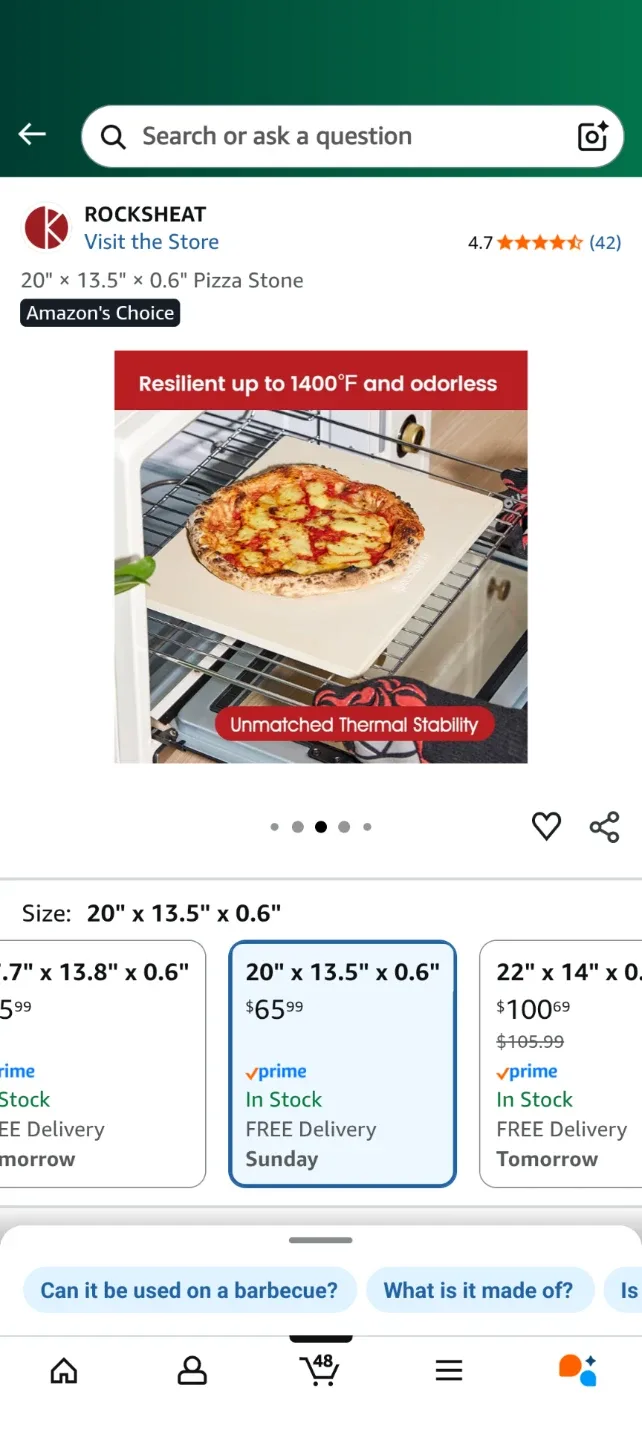 ROCKSHEAT 20" x 13.5" x 0.6" Pizza Stone - New in Box! image indicator(4)