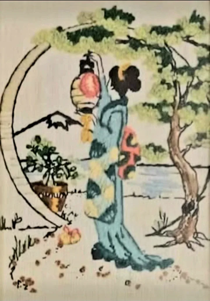 Vtg Hand Embroidered Japanese Geisha Glass Frames image indicator(5)