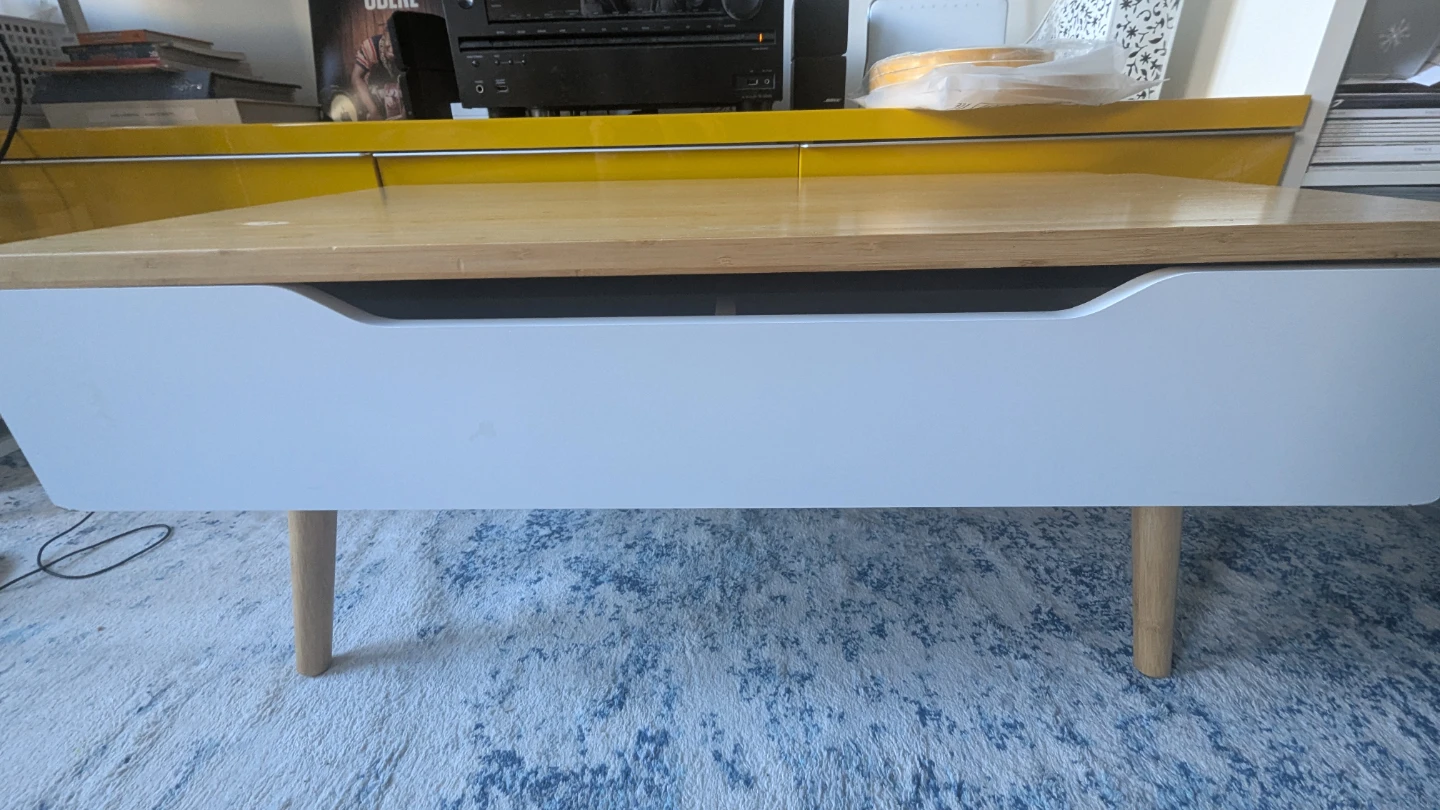 Wooden Lift Top Coffee Table - Bamboo & White - photo 2