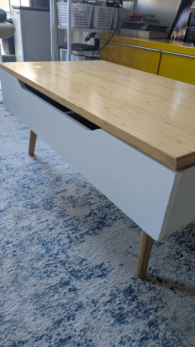 Wooden Lift Top Coffee Table - Bamboo & White