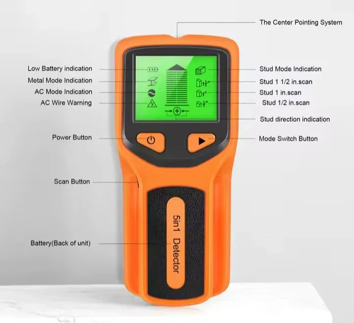 5-in-1 Stud Finder Wall Scanner image indicator(2)