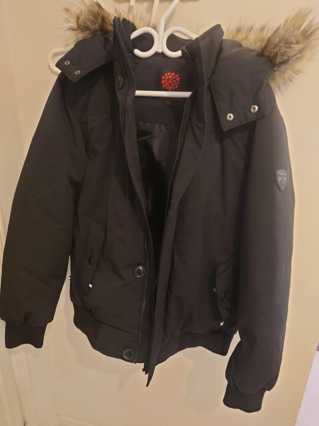 Canadiana Black Winter Jacket Size M