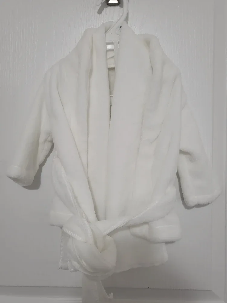 White Baby Bath Robe With Scarf