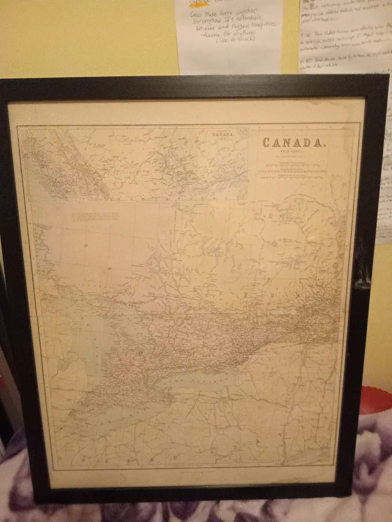 West Sheet of Map of Canada 1880's Framed