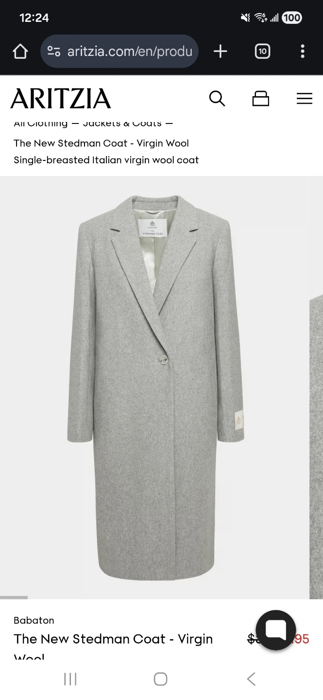 Babaton Stedman Coat - Virgin Wool - Size XL