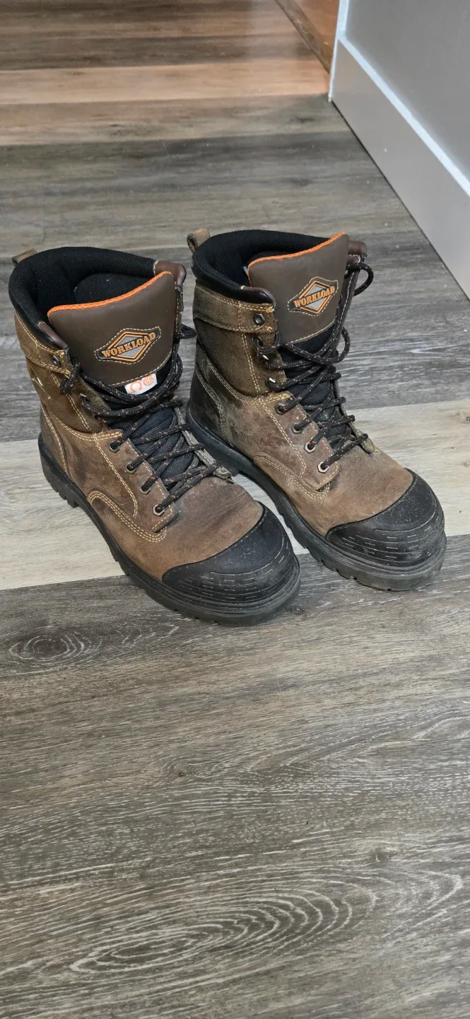 Workload Brown Leather Work Boots - Size 8