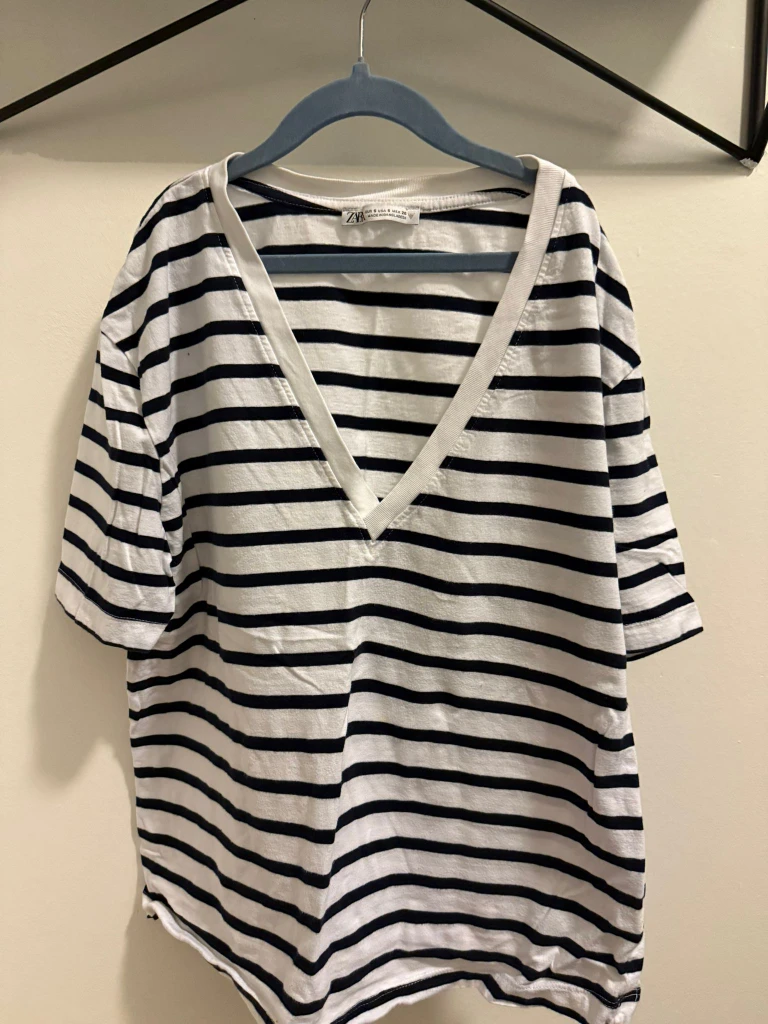 Zara Striped V-Neck Top - Size S - photo 2
