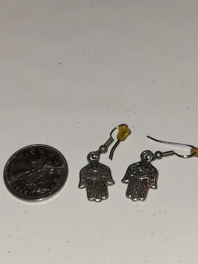 Hamsa Hand Silver Earrings - photo 2
