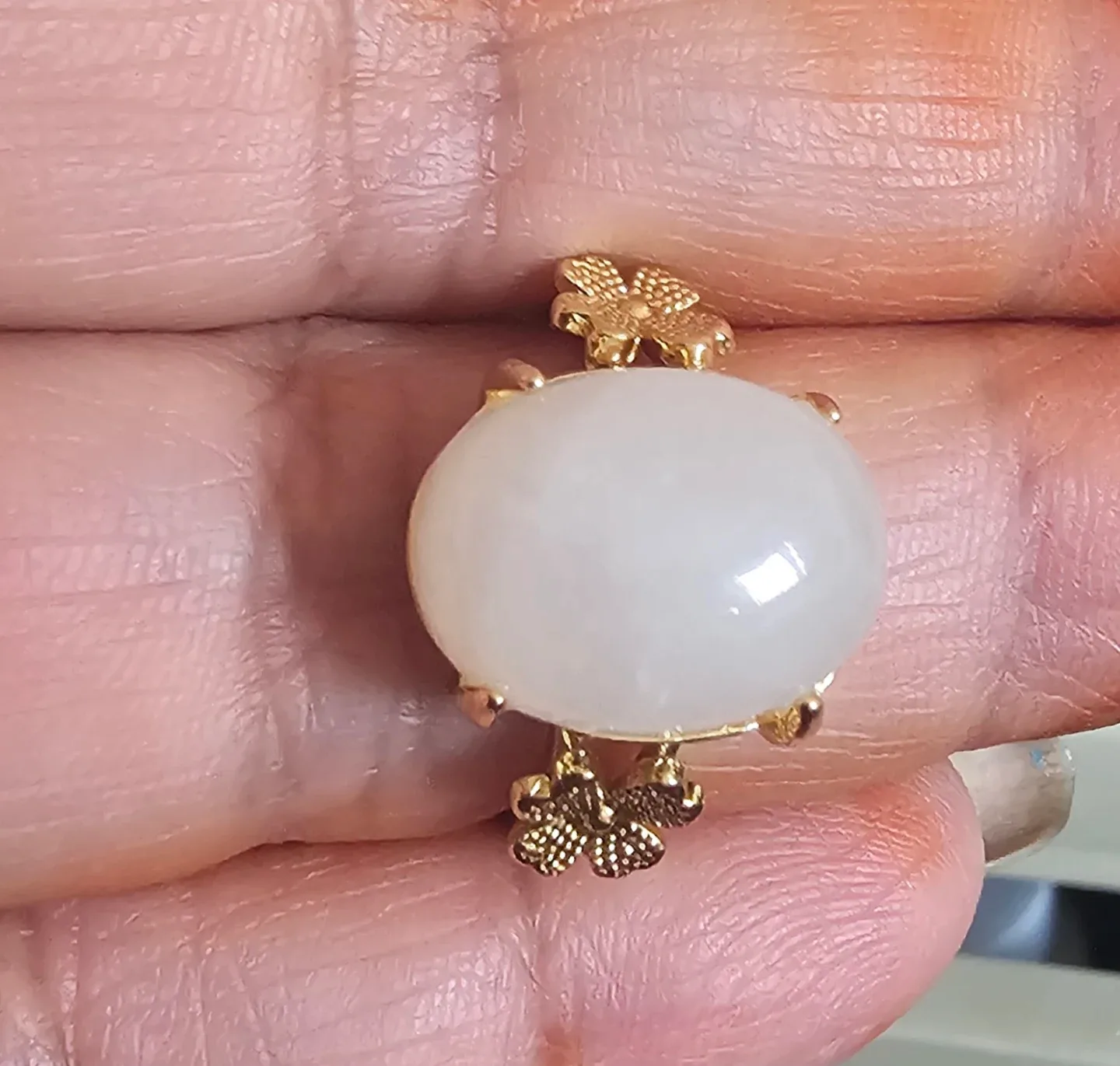 White Jade & Gold Ring setting