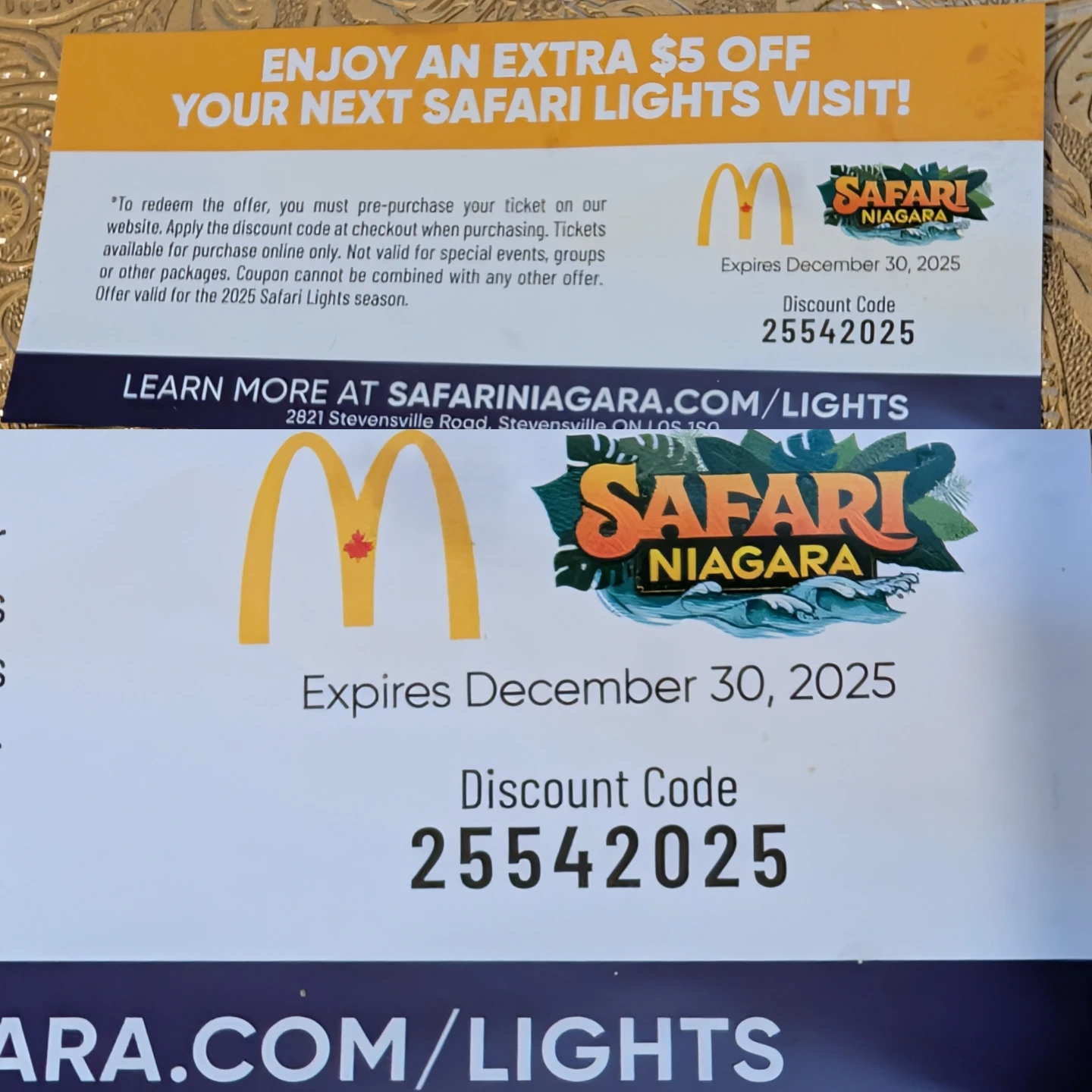 Safari Niagara $5 Off Discount Code
