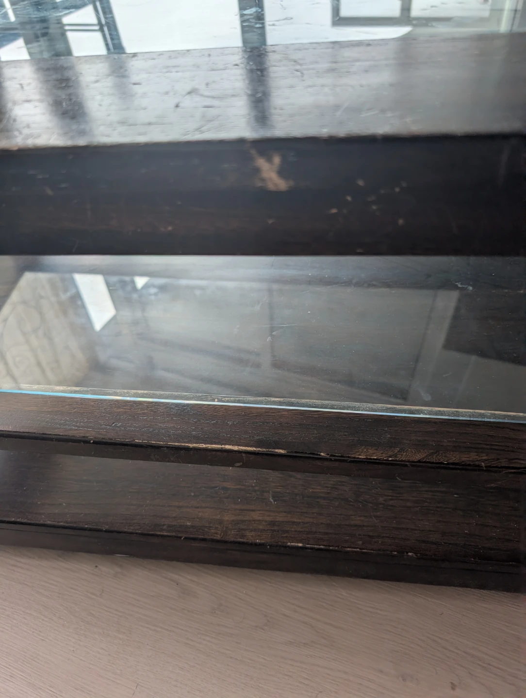 Dark Brown Wood & Glass Coffee Table - photo 3