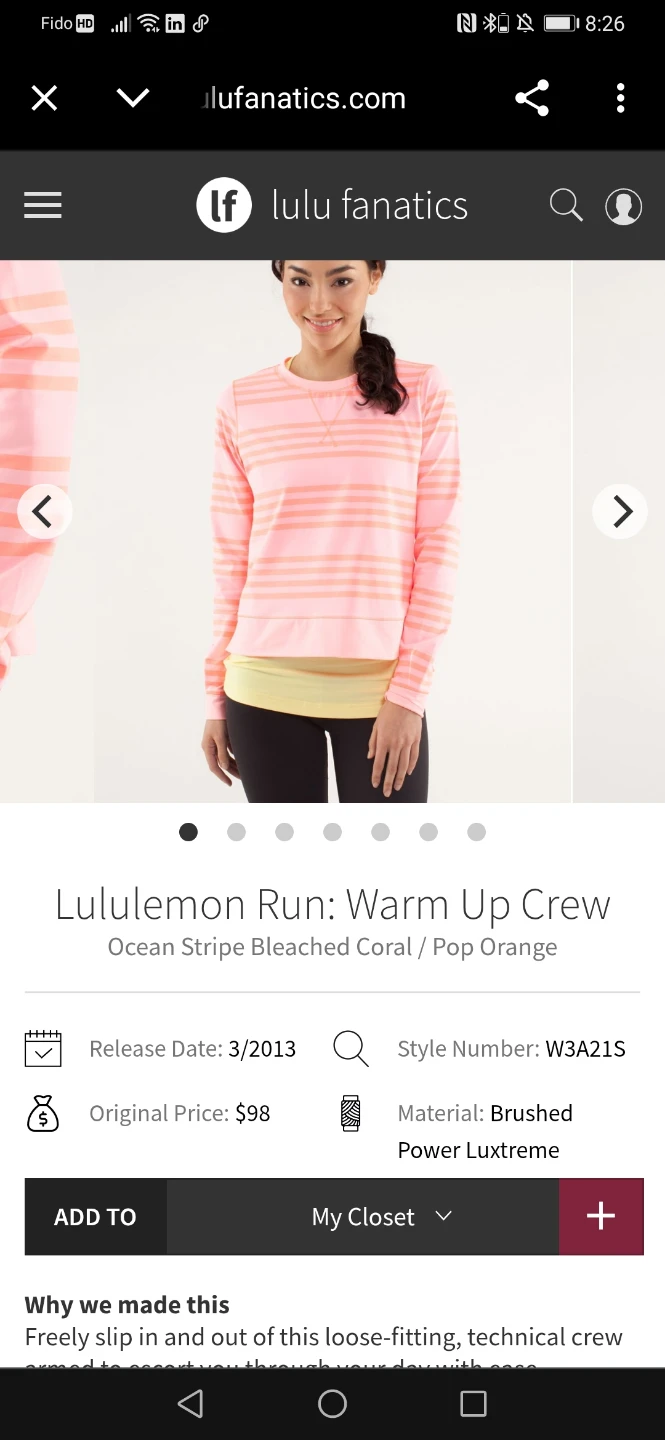 Lululemon Run: Warm Up Crew - Coral/Orange s4