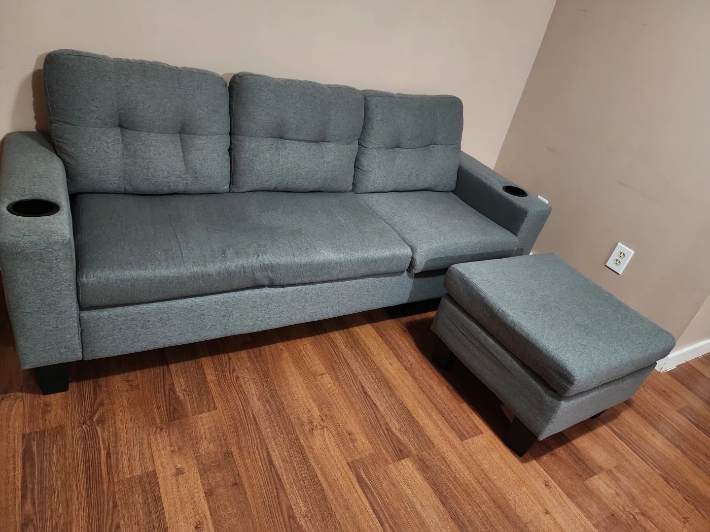 Grey Sectional Sofa with Ottoman